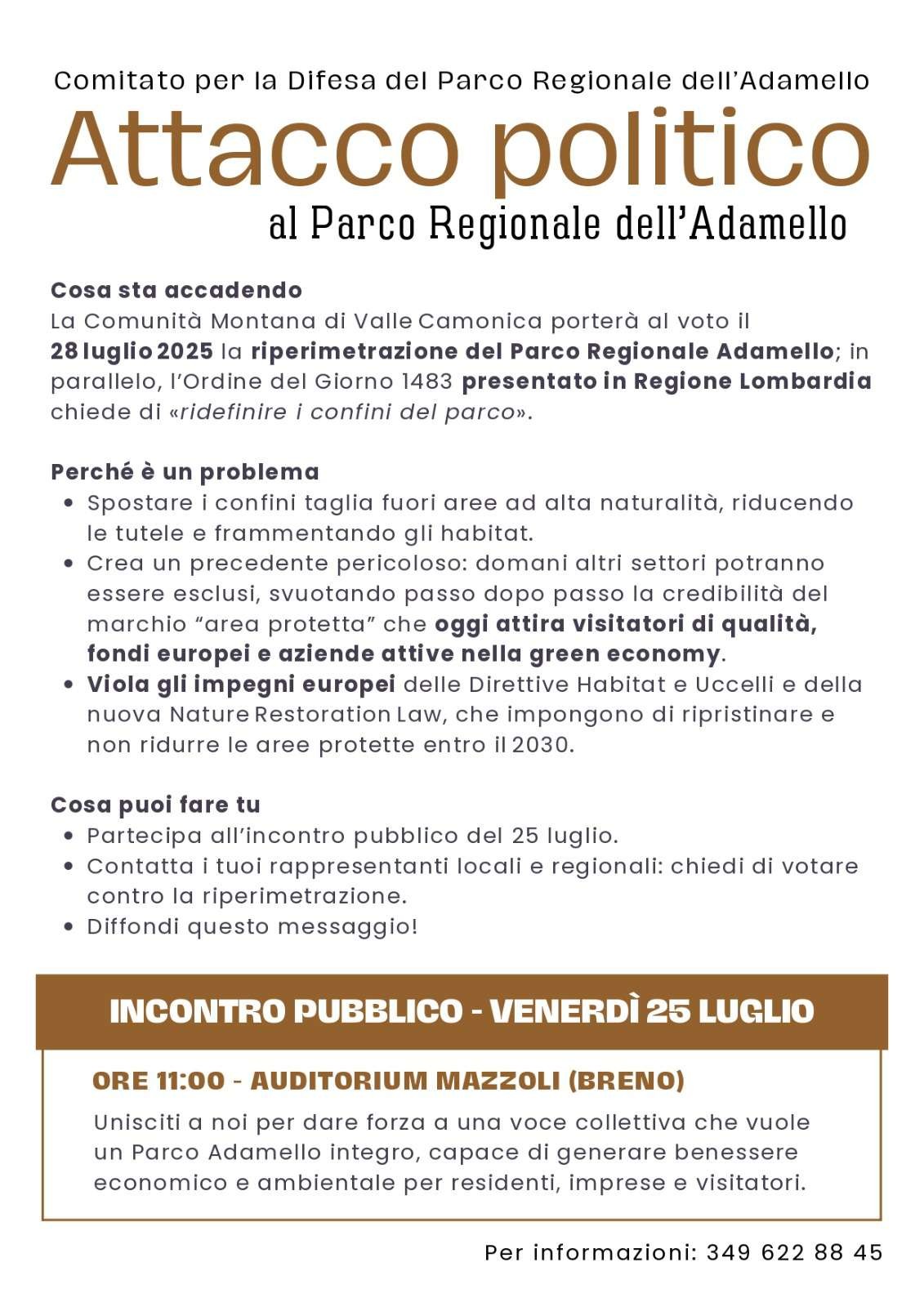 ATTACCO POLITICO AL PARCO REGIONALE DELL'ADAMELLO